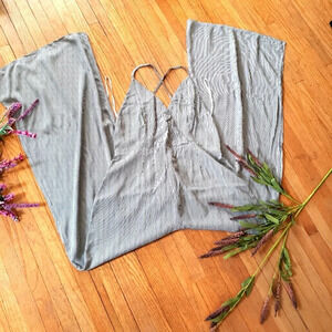 William B Jumpsuit / Vertical Stripes / Wide leg / Backout / Medium